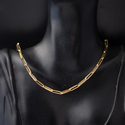 14K Yellow Gold Paperclip Chain Double Jewelry Set