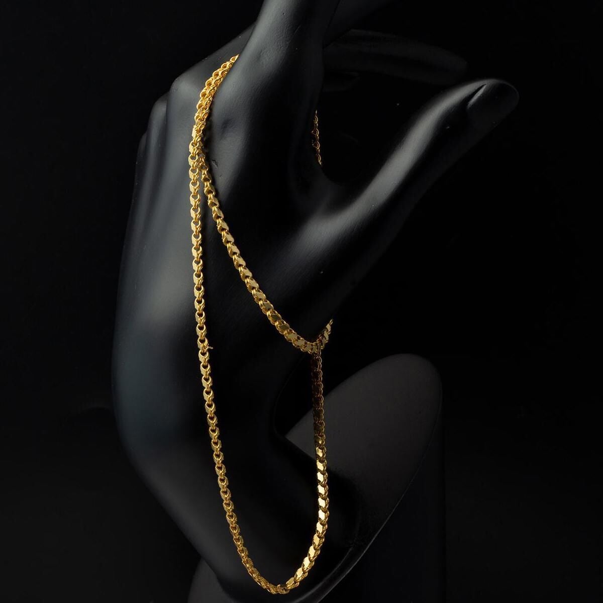 14K Yellow Gold Sequin Wide Chain 45 cm 5mm