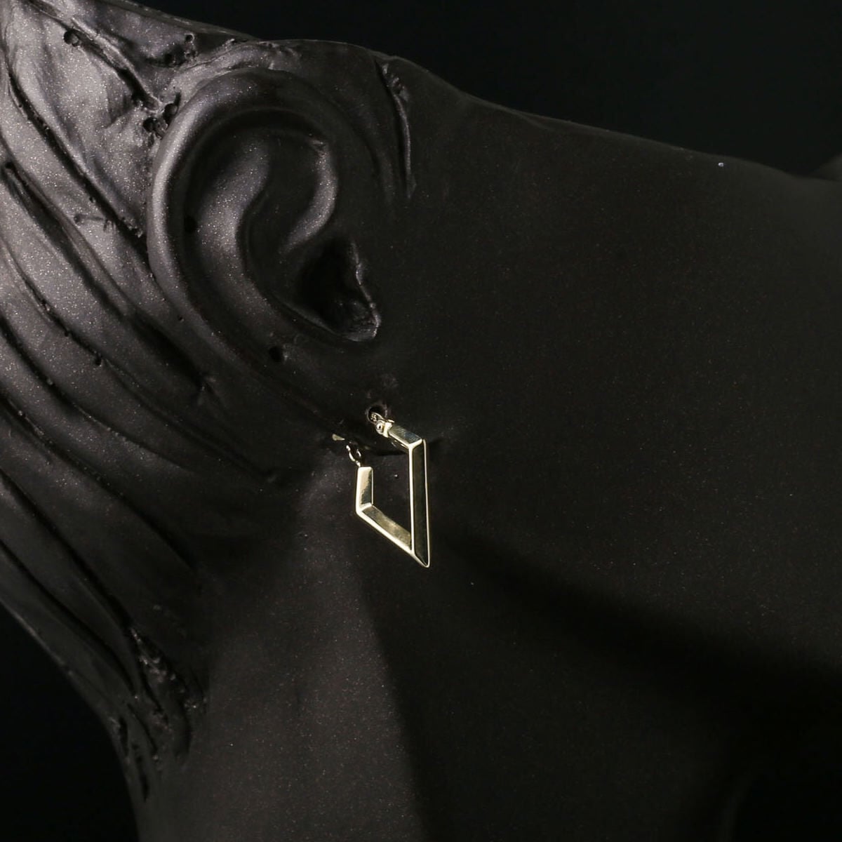 14K Yellow Gold Triangle Shaped Earrings