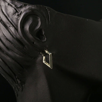 14K Yellow Gold Triangle Shaped Earrings