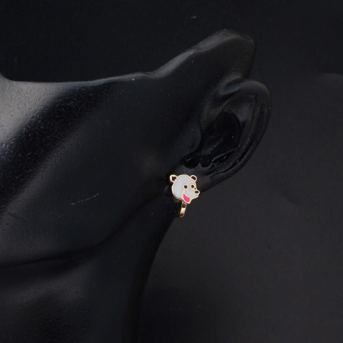 14K Yellow Gold Children's Enamel Earrings