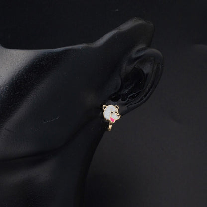 14K Yellow Gold Children's Enamel Earrings