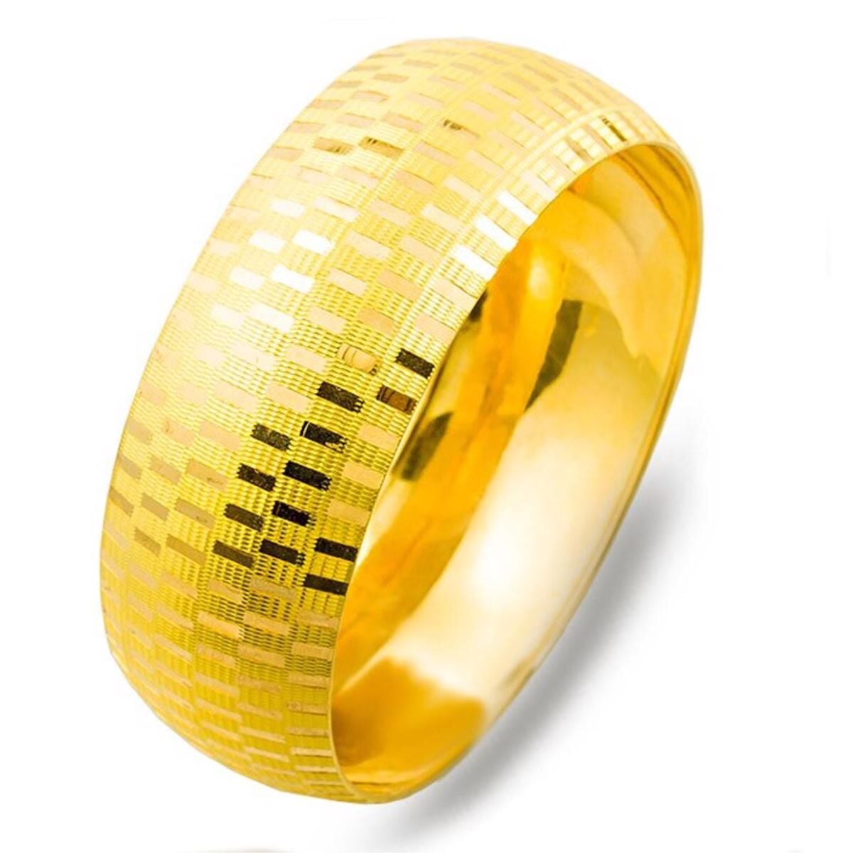 22K Yellow Gold Checkered Hinged Bangle
