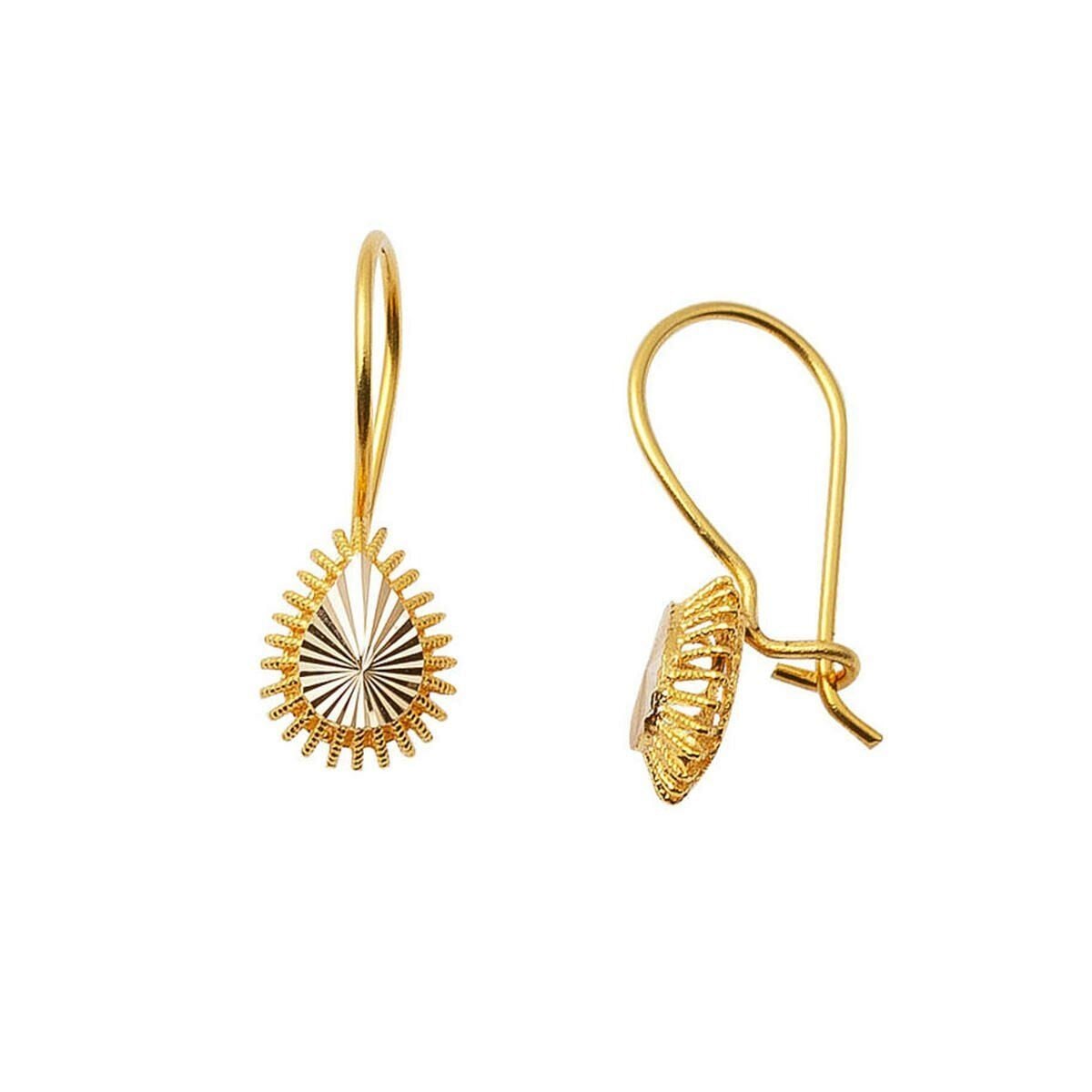 14K Yellow Gold Teardrop Drop Earrings