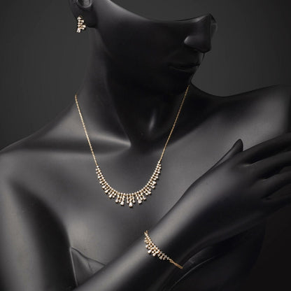 14K Yellow Gold Teardrop Cubic Zirconia 3-Piece Set