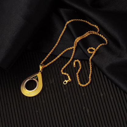 14K Yellow Gold Teardrop Quarter Coin Bezel-Set Cubic Zirconia Necklace