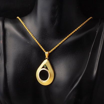 14K Yellow Gold Teardrop Quarter Coin Bezel-Set Cubic Zirconia Necklace