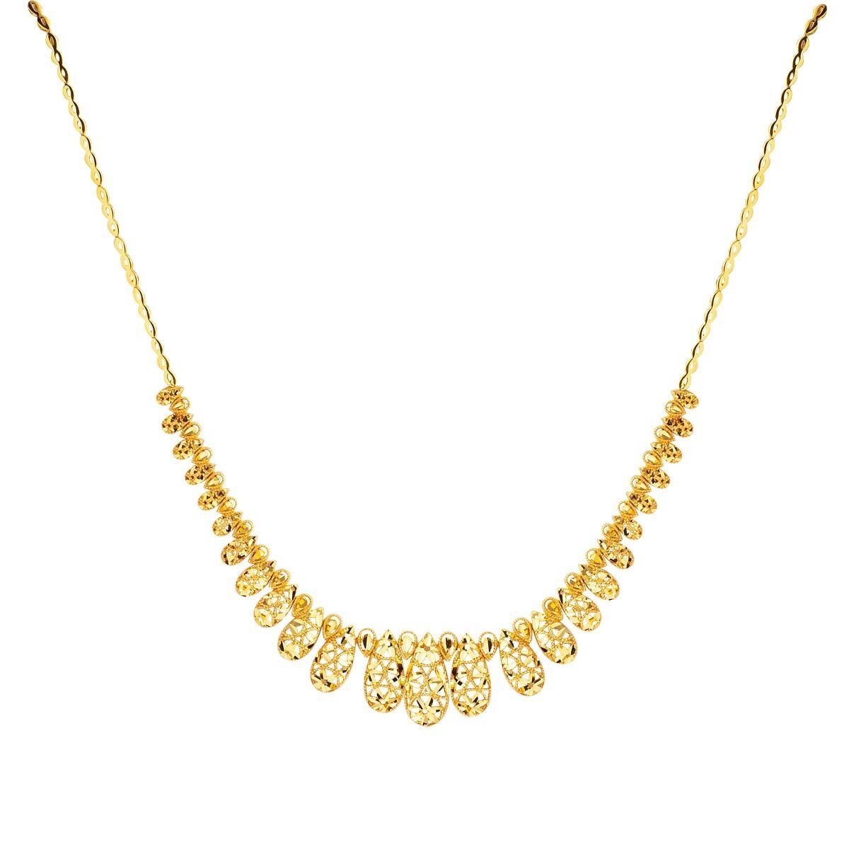 22K Yellow Gold Teardrop Collar Necklace