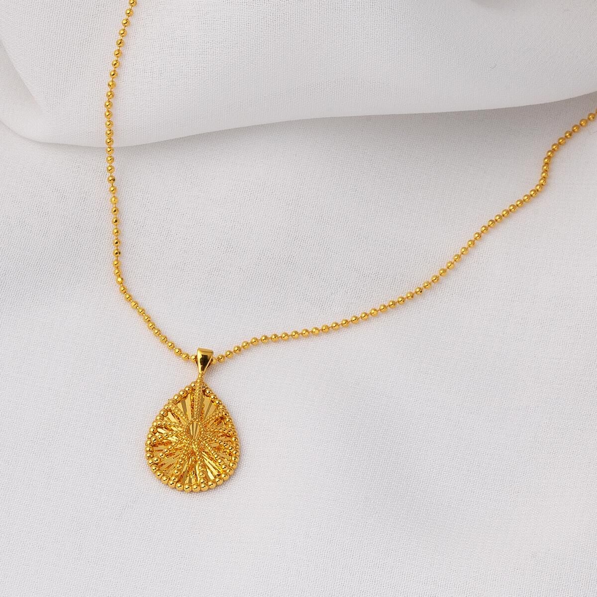 22K Yellow Gold Teardrop Necklace