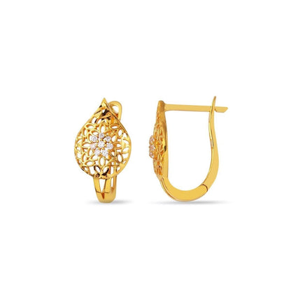22K Yellow Gold Teardrop Cubic Zirconia Earrings