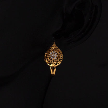 22K Yellow Gold Teardrop Cubic Zirconia Earrings