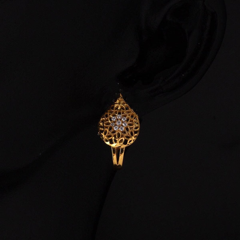 22K Yellow Gold Teardrop Cubic Zirconia Earrings