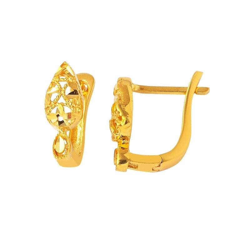 22K Yellow Gold Teardrop Cubic Zirconia Earrings (3.1 g)