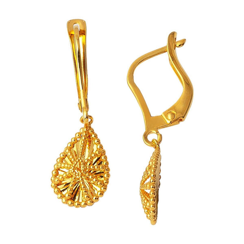 22K Yellow Gold Teardrop Cubic Zirconia Earrings (4 g)