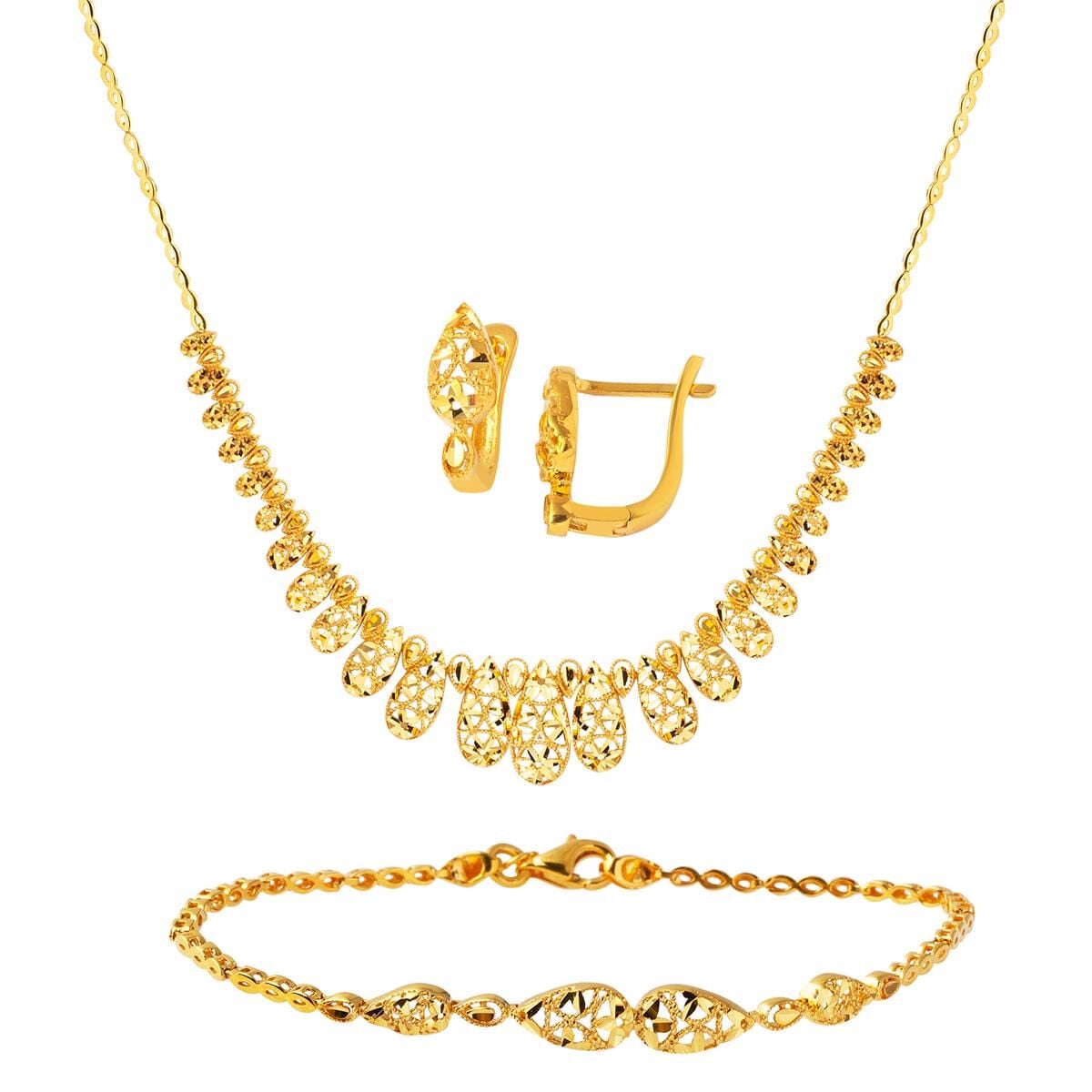 22K Yellow Gold Teardrop Jewelry Set