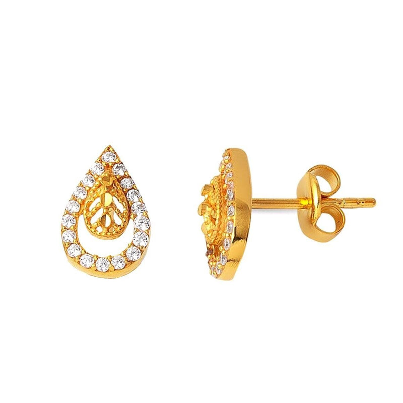 22K Yellow Gold Teardrop Clip-On Cubic Zirconia Earrings