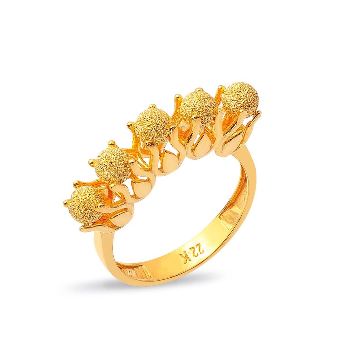 22K Yellow Gold Teardrop Bead Ring