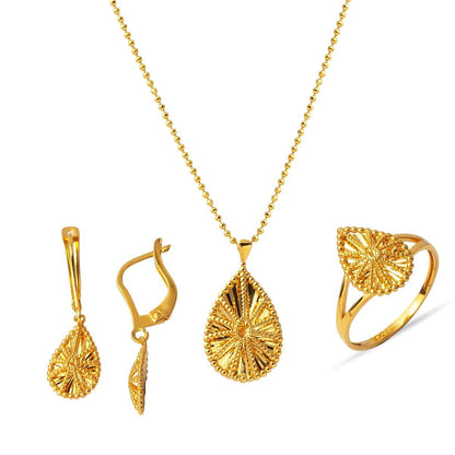 22K Yellow Gold Teardrop 3-Piece Jewelry Set