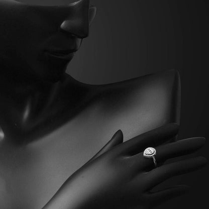 14K White Gold Teardrop Baguette Cubic Zirconia Ring
