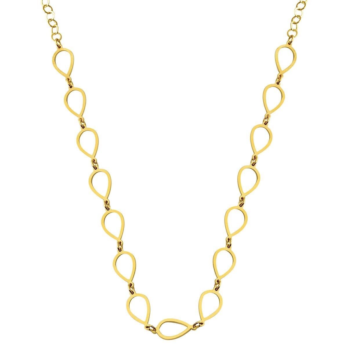 14K Yellow Gold Teardrop Hoop Chain Necklace