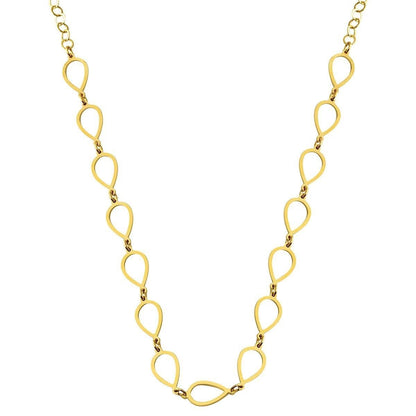 14K Yellow Gold Teardrop Hoop Chain Necklace