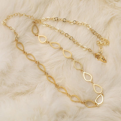14K Yellow Gold Teardrop Hoop Chain Necklace