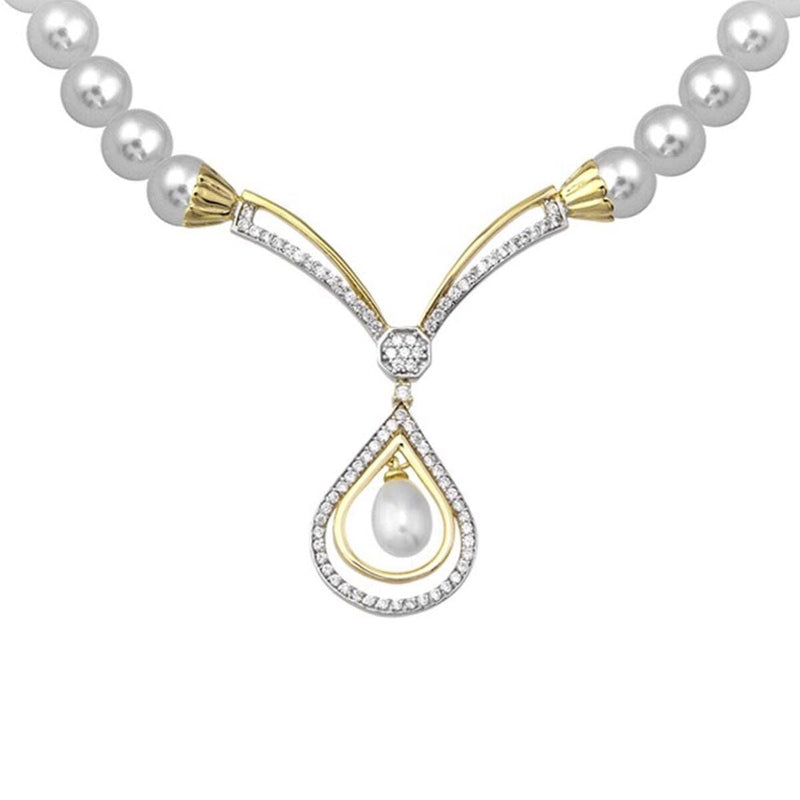 14K Yellow Gold Teardrop Bridal Pearl Jewelry Set