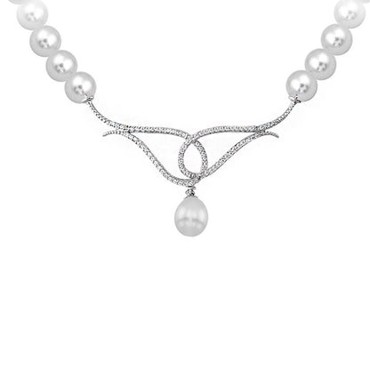 14K White Gold Teardrop Pearl Bridal Pearl Set