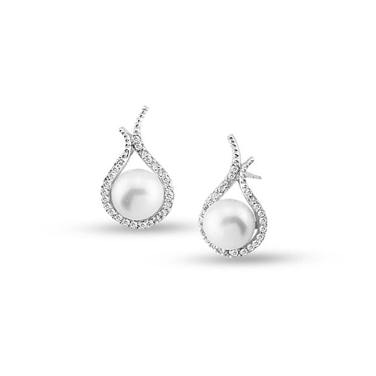 14K White Gold Teardrop Pearl Bridal Pearl Set