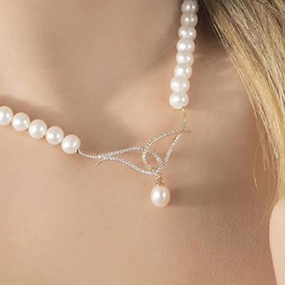 14K White Gold Teardrop Pearl Bridal Pearl Set
