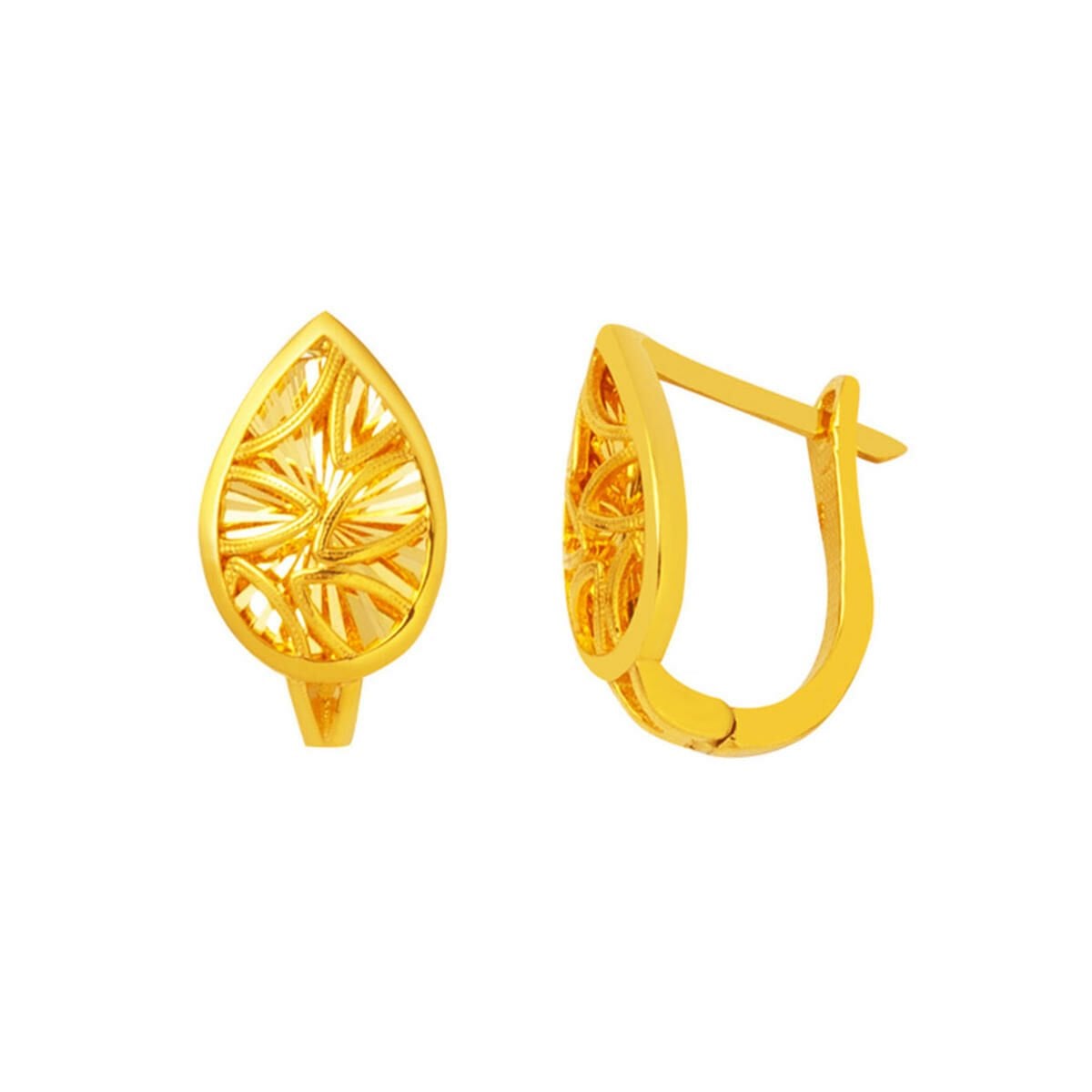22K Yellow Gold Teardrop Sparkle Earrings