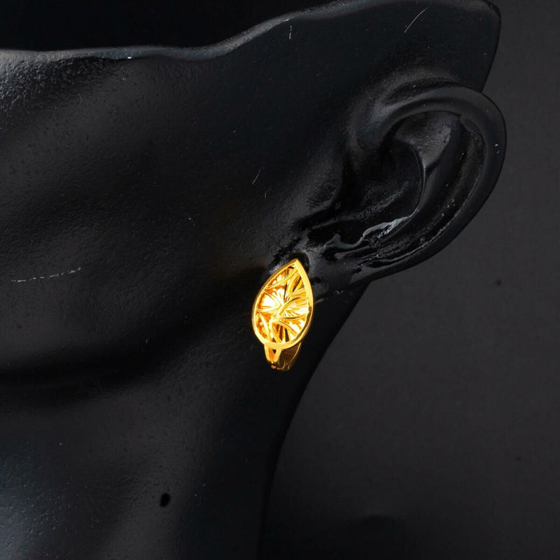 22K Yellow Gold Teardrop Sparkle Earrings