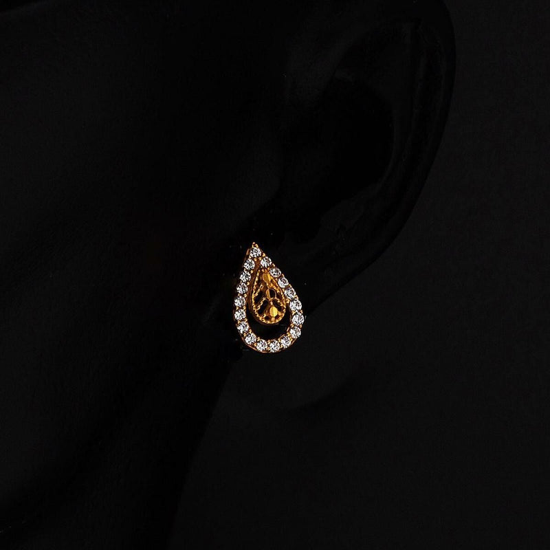14K Yellow Gold Teardrop Mini Cubic Zirconia Necklace and Earrings Set