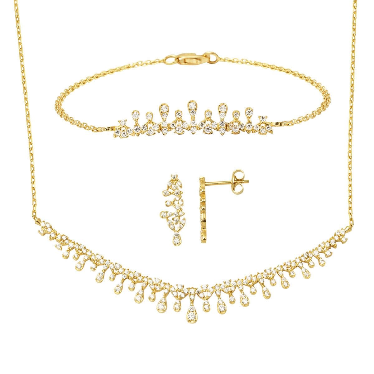 14K Yellow Gold Teardrop Cubic Zirconia 3-Piece Set (8.75 g)