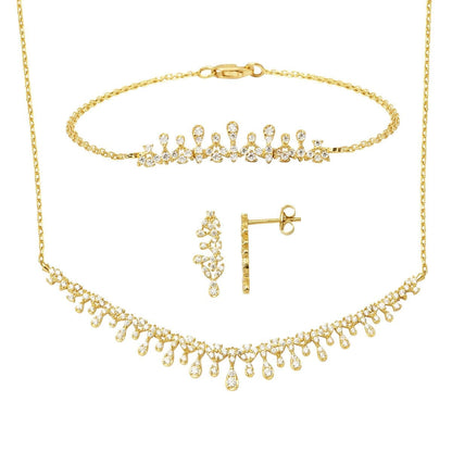 14K Yellow Gold Teardrop Cubic Zirconia 3-Piece Set (8.75 g)