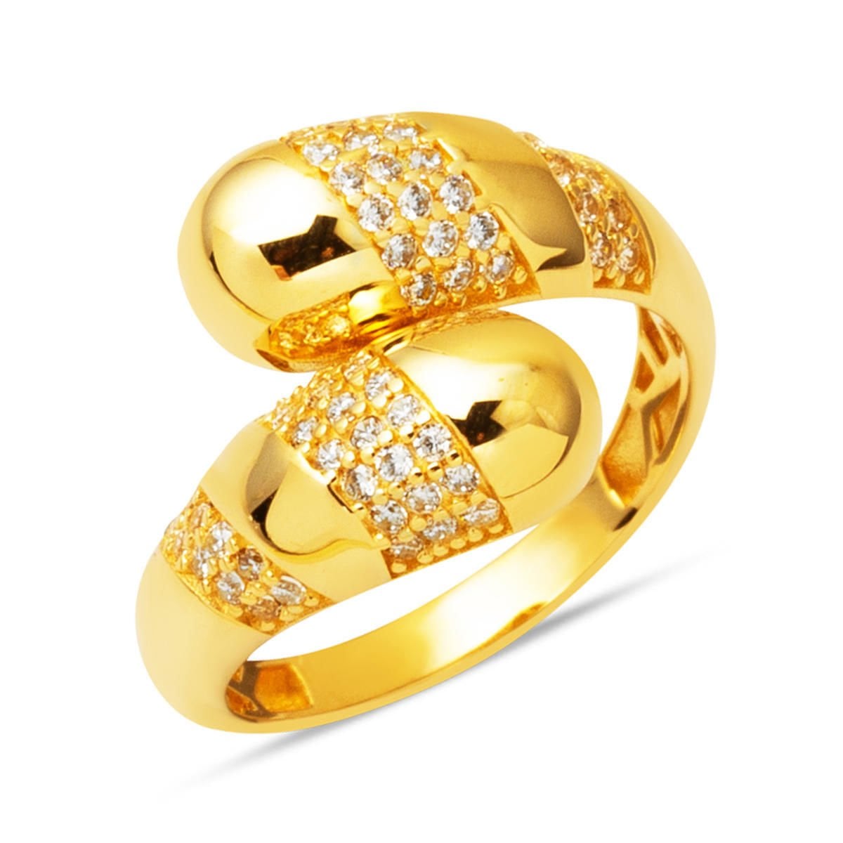 14K Yellow Gold Teardrop Cubic Zirconia Women's Ring
