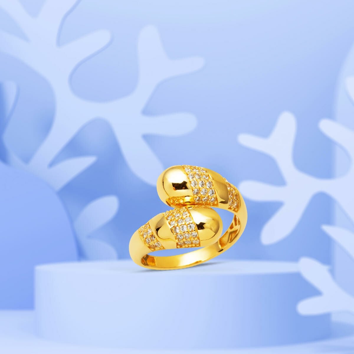 14K Yellow Gold Teardrop Cubic Zirconia Women's Ring