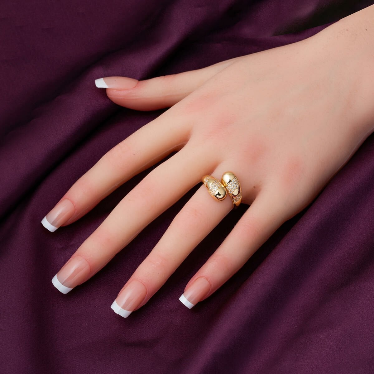 14K Yellow Gold Teardrop Cubic Zirconia Women's Ring