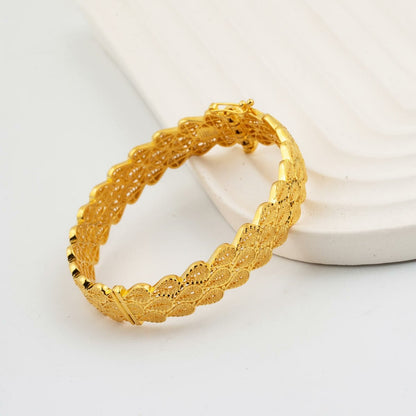 14K Yellow Gold Teardrop Hinged Cuff Bracelet