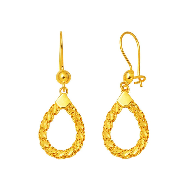 14K Yellow Gold Teardrop Dangle Earrings (3.97 g)