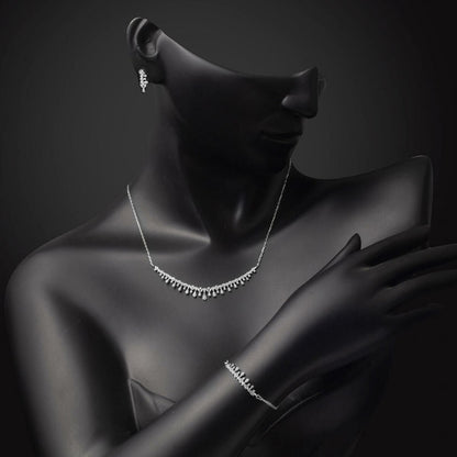 14K White Gold Teardrop Design Cubic Zirconia 3-Piece Set