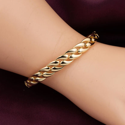 14K Yellow Gold Teardrop Hinged Cuff Bangle