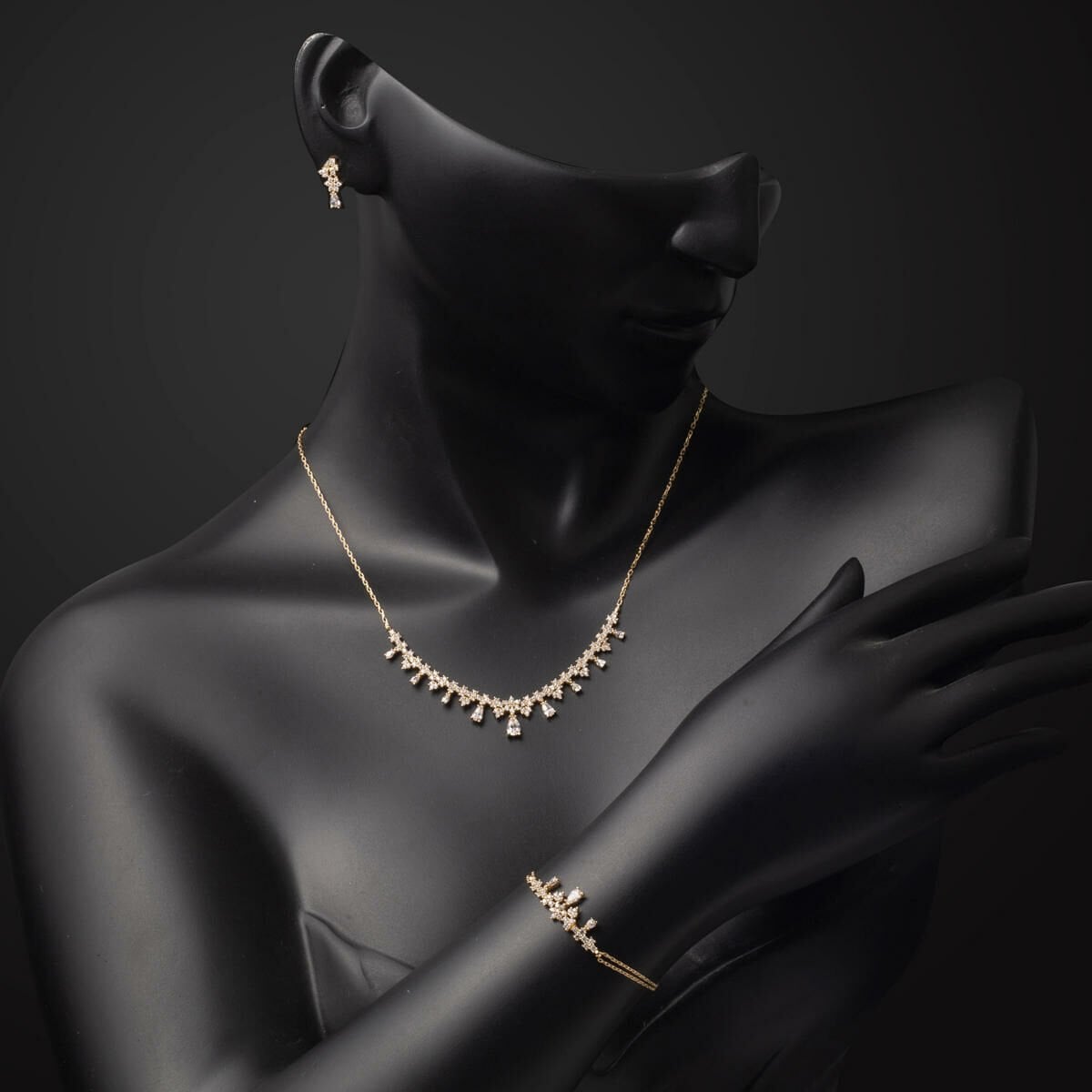 14K Yellow Gold Teardrop Cubic Zirconia Engagement Set