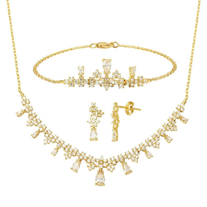 14K Yellow Gold Teardrop Cubic Zirconia Engagement Set