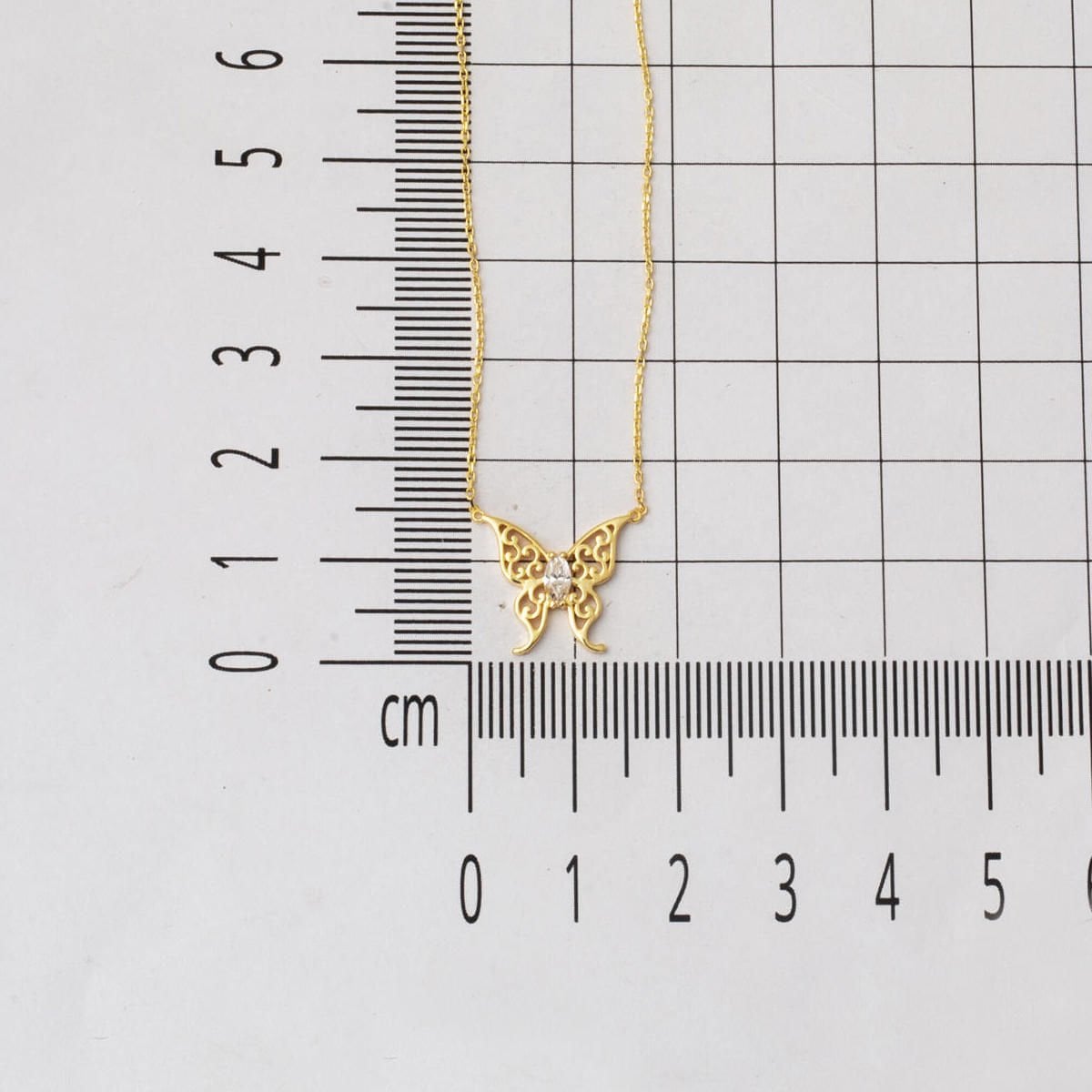 14K Yellow Gold Teardrop Butterfly Cubic Zirconia Necklace