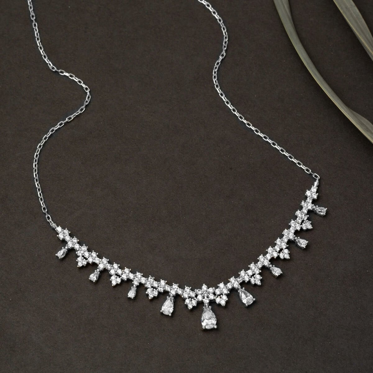 14K White Gold Teardrop Cubic Zirconia Promise Jewelry Set