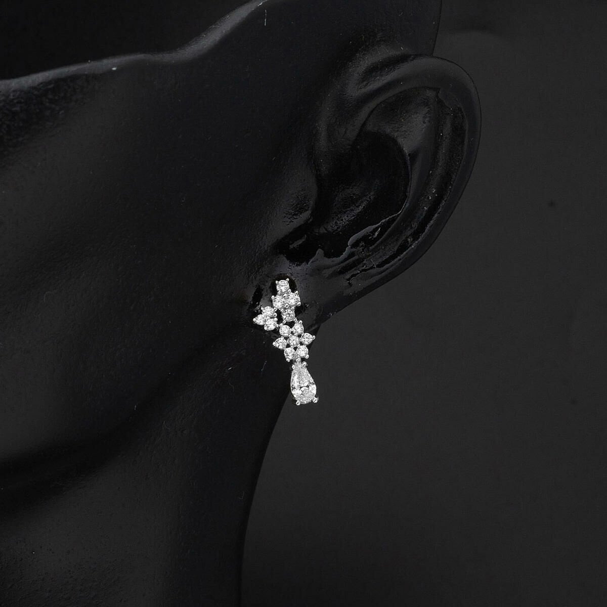 14K White Gold Teardrop Cubic Zirconia Promise Jewelry Set