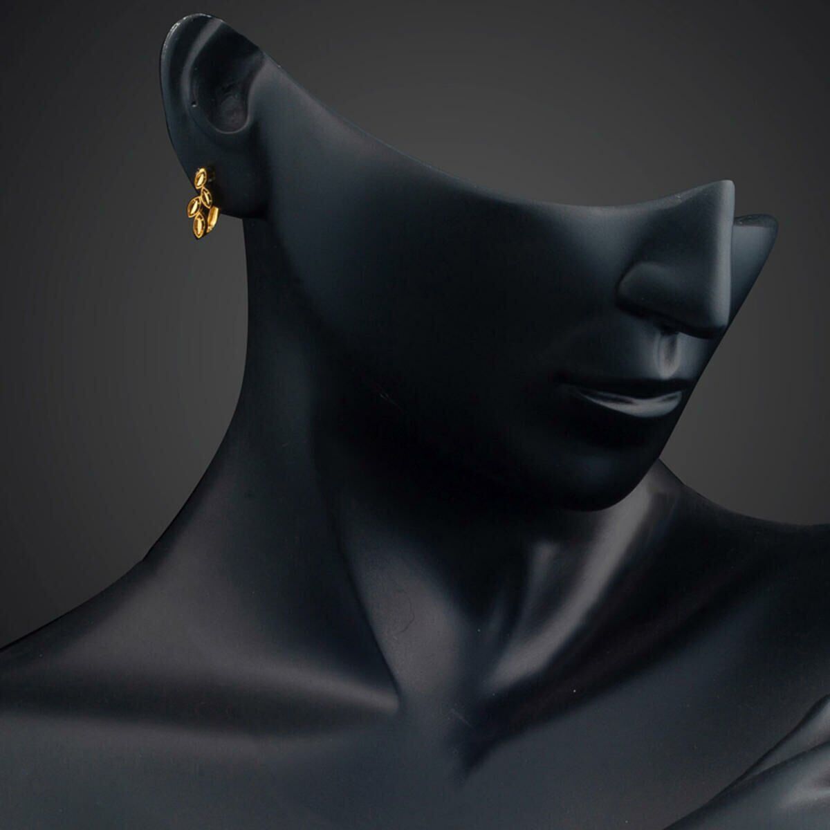 22K Yellow Gold Teardrop J-Hoop Earrings