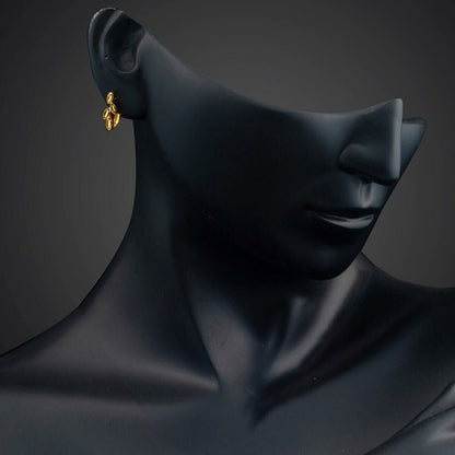 22K Yellow Gold Teardrop J-Hoop Earrings