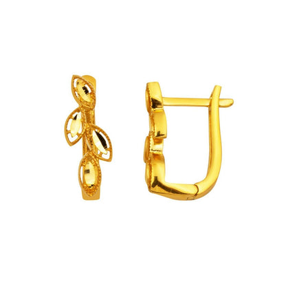 22K Yellow Gold Teardrop J-Hoop Earrings
